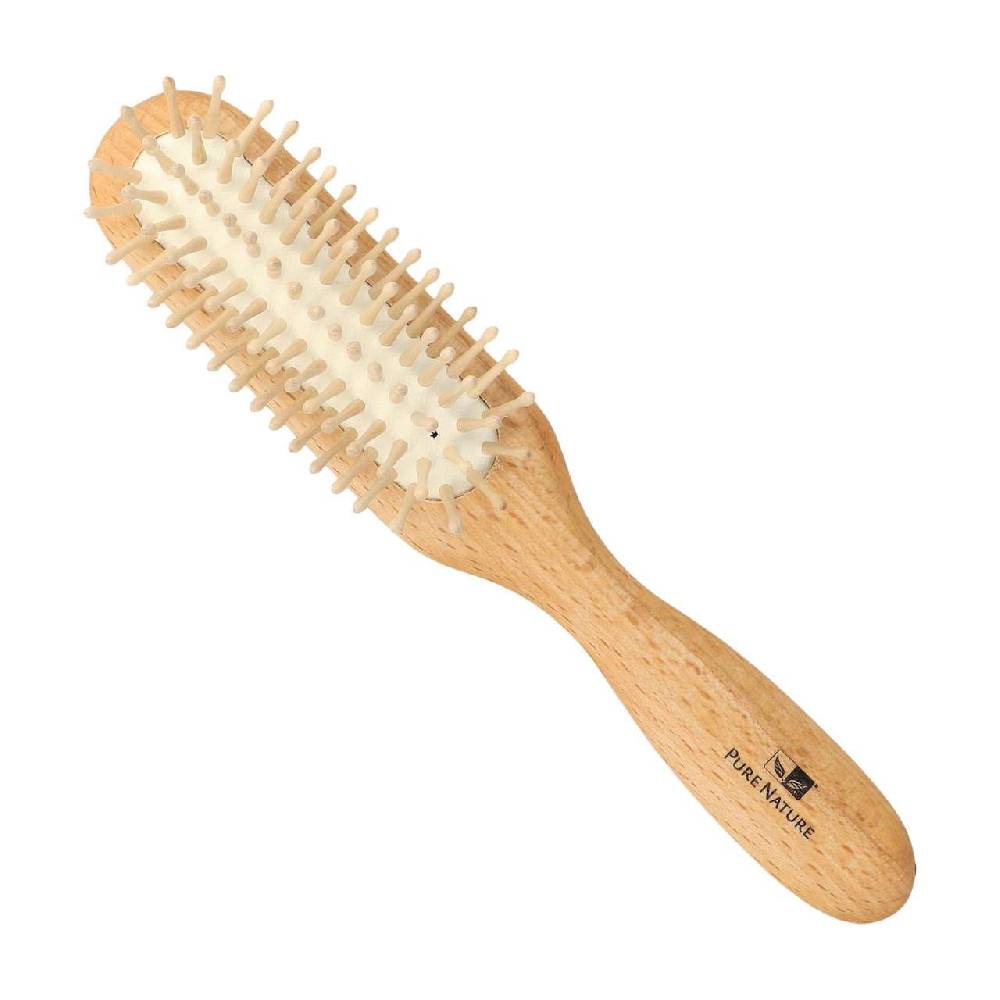 purenature Hairbrush With Rounded Off Wooden Knobs