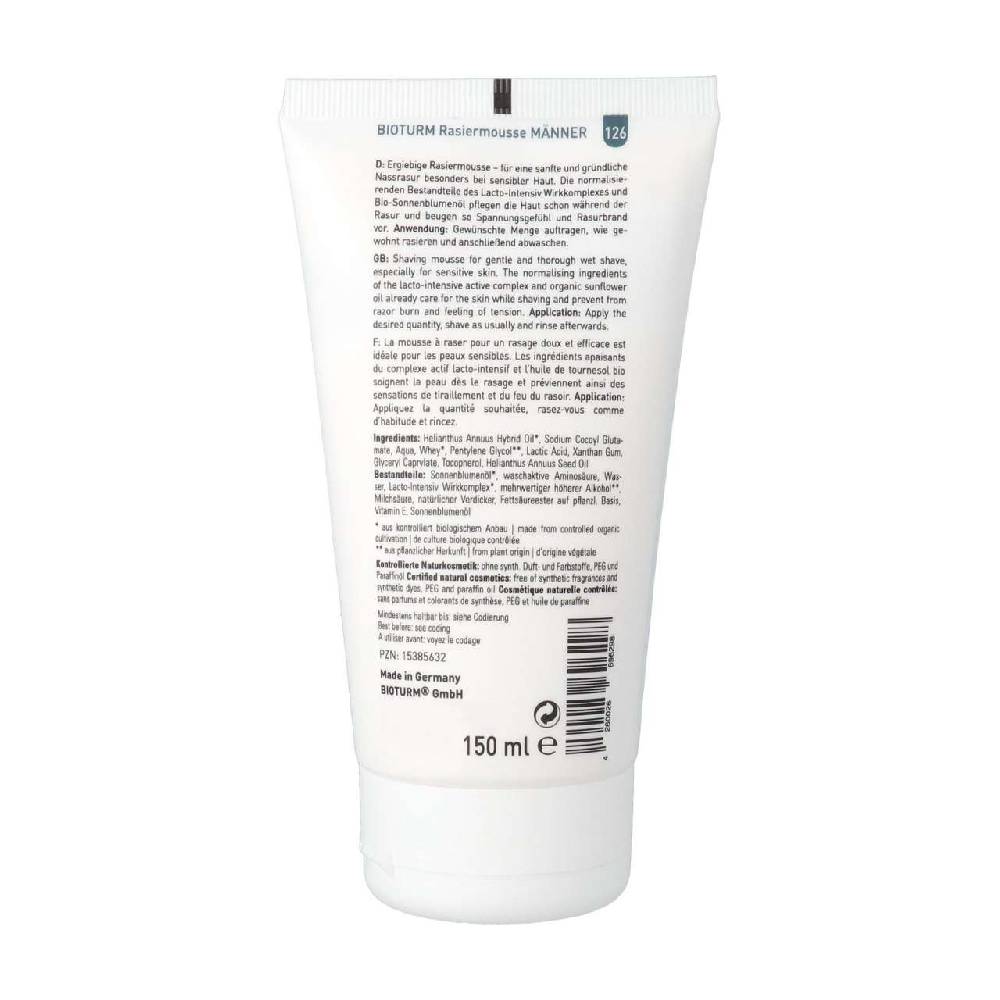 bioturm Bioturm shaving mousse sensitive: Organic shaving foam without fragrances Schlussverkauf