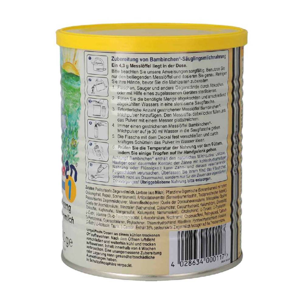 blauer-planet Bambinchen 1 Infant Formula 12 x 400 gr Vierteljährliche Förderung