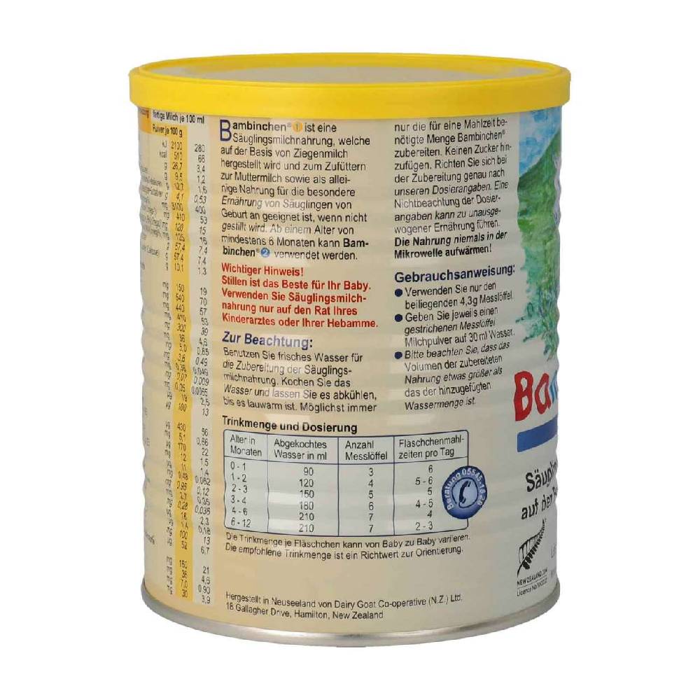 blauer-planet Bambinchen 1 Infant Formula 12 x 400 gr Vierteljährliche Förderung