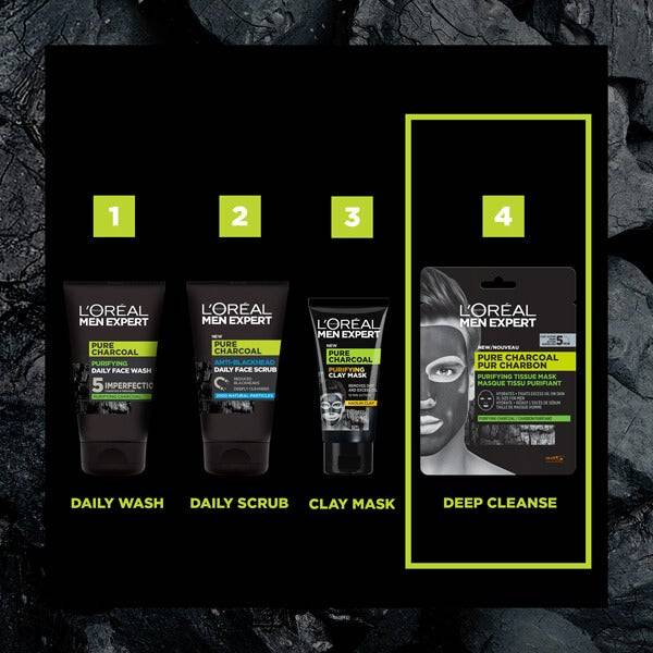 L'Oréal Paris Men Expert Pure Charcoal Purifying Tissue Mask 30g Versandkostenfrei