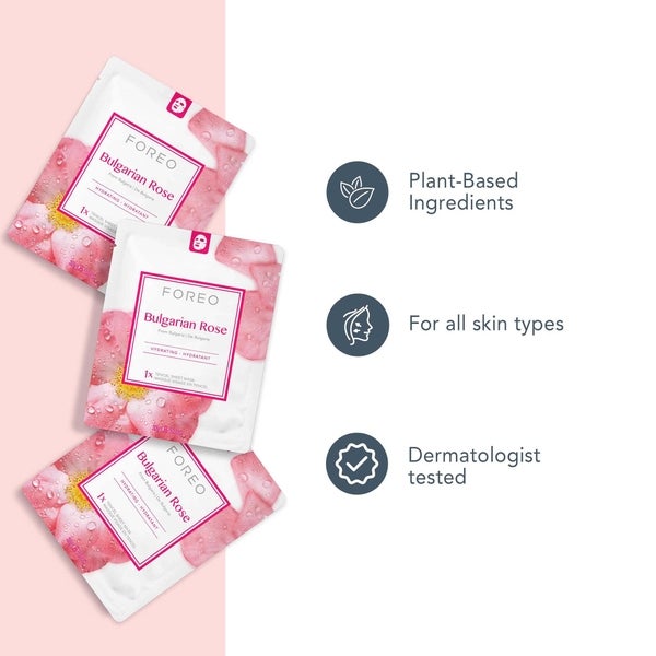 FOREO Bulgarian Rose Moisture-Boosting Sheet Face Mask (3 Pack) Neueste Stile