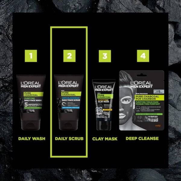 L'Oréal Paris Men Expert Pure Charcoal Anti-Blackhead Daily Face Scrub 100ml VIP-Rabatte