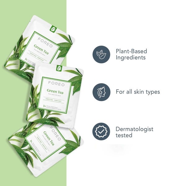 FOREO Green Tea Purifying Sheet Face Mask (3 Pack) Hotsell