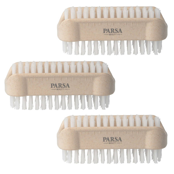 Parsa Beauty 3er Pack PARSA Beauty Nature Love Nagelbürste Handwaschbürste, doppelseitige Nagelbürste in beige