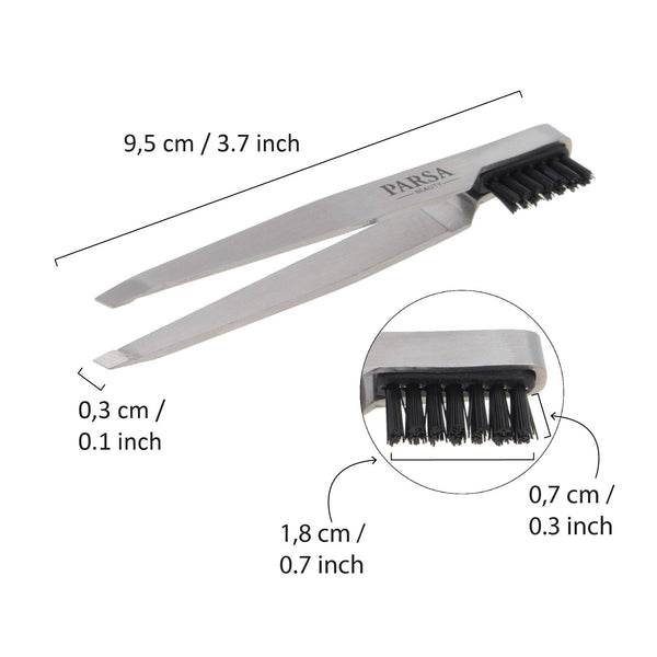 Parsa Beauty PARSA Beauty Pinzette mit Augenbrauenbürstchen, 2in1 Auslauf