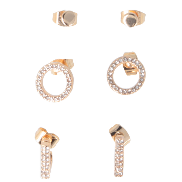 Parsa Beauty That's me by PARSA Beauty Ohrstecker-Set in Gold mit rechteckigen Huggies, Plättchen und Kreisen