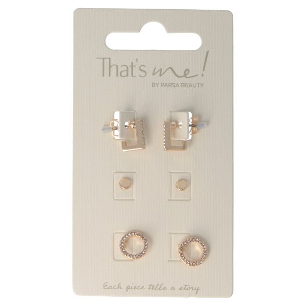 Parsa Beauty That's me by PARSA Beauty Ohrstecker-Set in Gold mit rechteckigen Huggies, Plättchen und Kreisen Hotsell