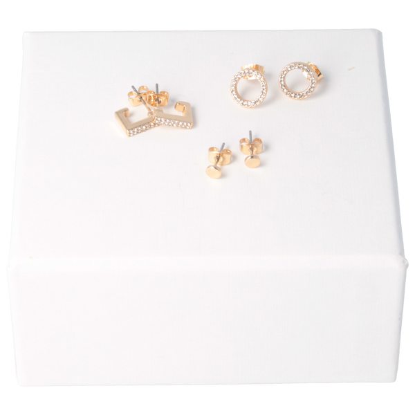 Parsa Beauty That's me by PARSA Beauty Ohrstecker-Set in Gold mit rechteckigen Huggies, Plättchen und Kreisen Hotsell