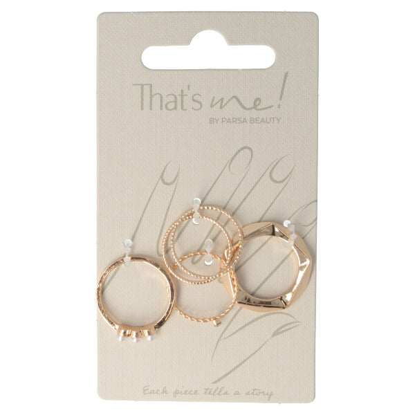 Parsa Beauty That's me by PARSA Beauty Ringset in Gold mit Perlendetails im Angebot