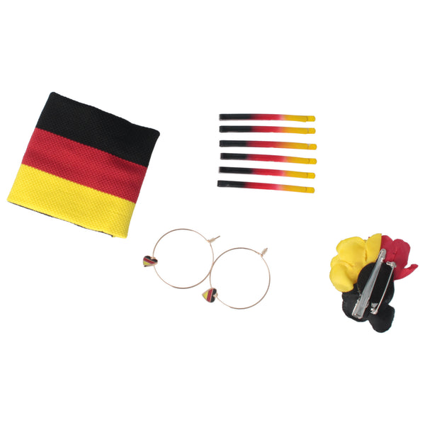Parsa Beauty PARSA Beauty Deutschland Fanartikel Set Blüten-Haarclip, Bobbypins, Creolen und Schweißband für EM und WM Günstiger Verkauf