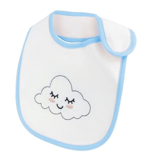 Parsa Beauty PARSA Baby Lätzchen mit Klettverschluss wasserdicht in weiß mit blauem Bündchen Verkauf
