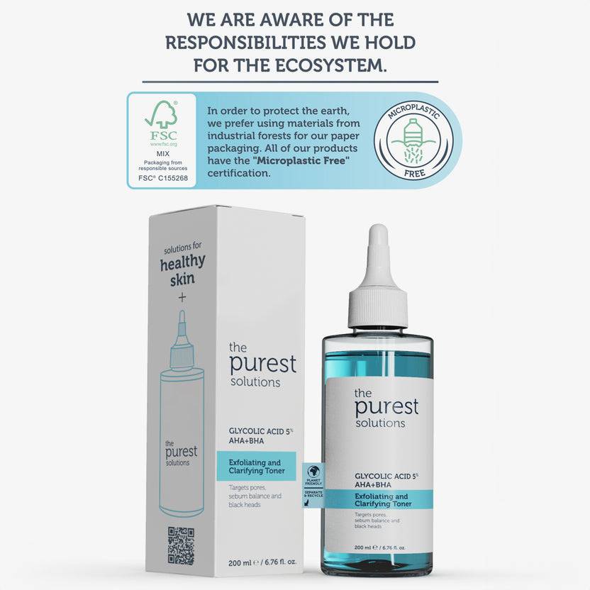 The Purest Solutions 5% Glycolic Acid + AHA & BHA Exfoliating and Clarifying Toner (200ml) Im Verkauf