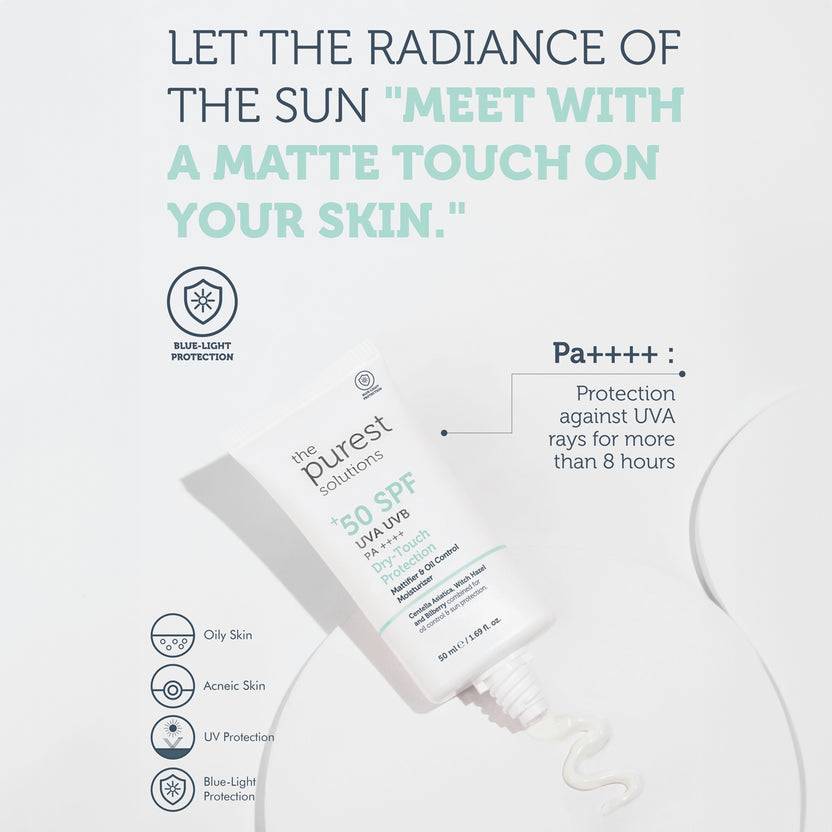 The Purest Solutions 50+ SPF UVA/UVB Dry-Touch Protection Mattifier & Oil Control Moisturizer Sunscreen (50ml) Letzter Tag