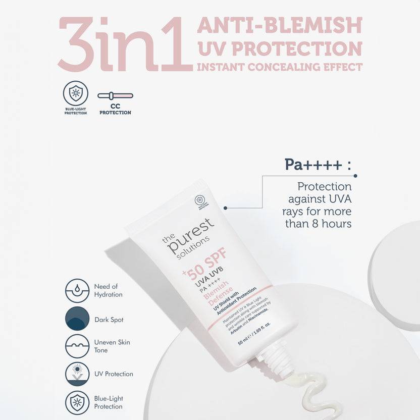 The Purest Solutions 50+ SPF UVA/UVB Blemish Defense Tinted Antioxidant Protection Suncreen (50ml) Zeitbegrenzte Promotion
