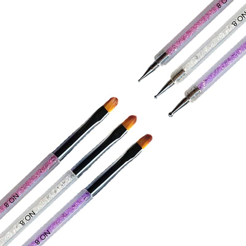 Sun Garden Nails 3 tlg. Set Spot Swirl Dotting Tool & Gelpinsel aus Rotmarderhaar - Rounded Blitzverkäufe