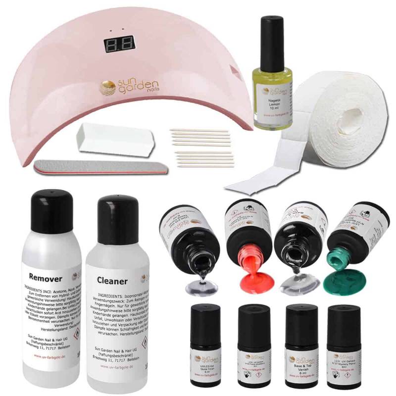 Sun Garden Nails UV Nagellack Gel Set + UV GERÄT Sun9s - Rosa Günstiger Verkauf