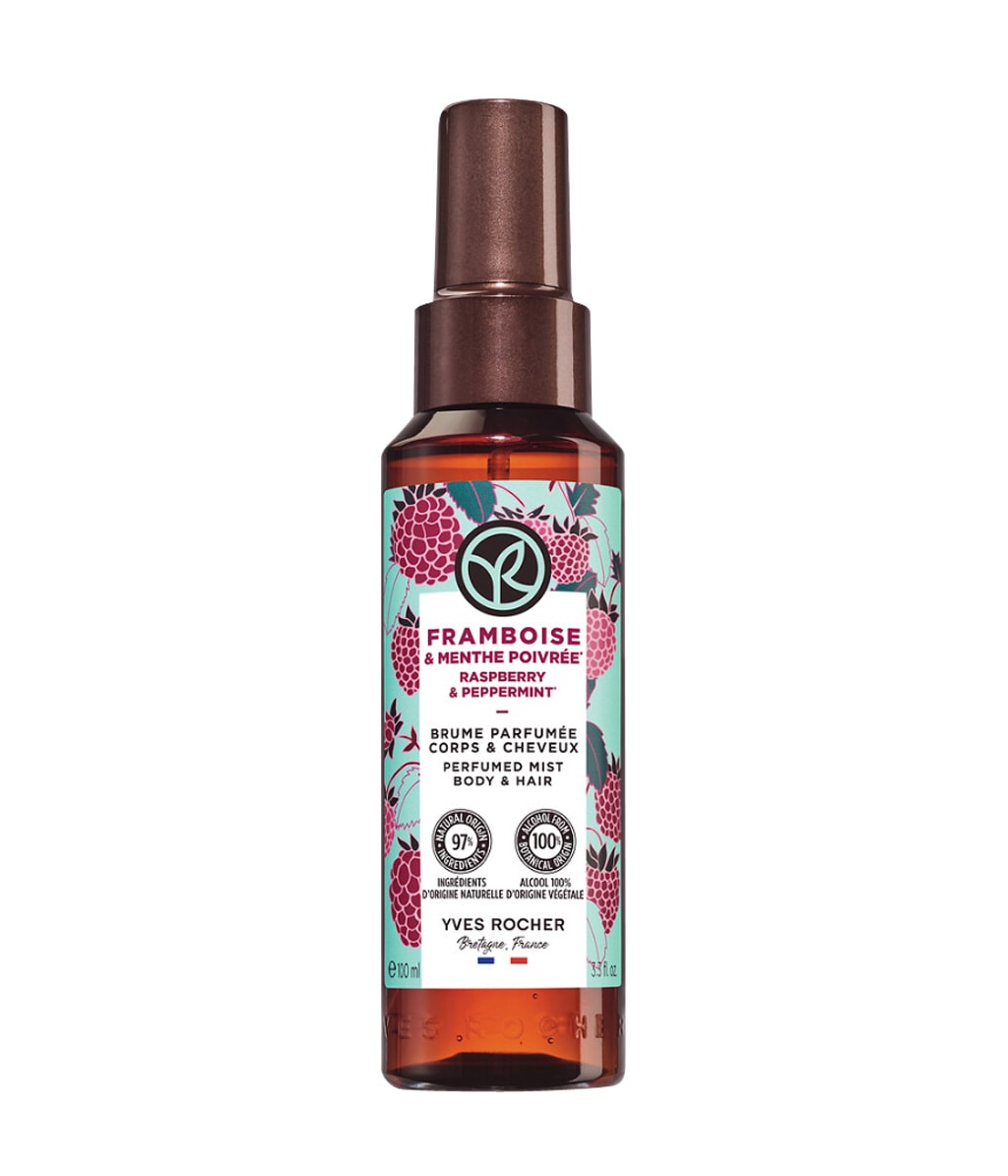 Yves Rocher Himbeere & Pfefferminze Parfümiertes Duftspray Körper & Haare